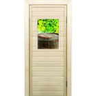 Дверь для бани со стеклом (40*60), "Бочонок", 170×70см, коробка из осины - фото 294916988