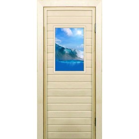 Дверь для бани со стеклом (40*60), "Волна", 170×70см, коробка из осины