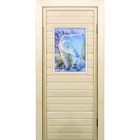 Дверь для бани со стеклом (40*60), "Белые медведи", 170×70см, коробка из осины - фото 299694698