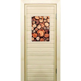 Дверь для бани со стеклом (40*60), "Поленница-1", 170×70см, коробка из осины