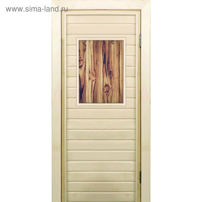 Дверь для бани со стеклом (40*60), "Дерево", 170×70см, коробка из осины - Фото 1