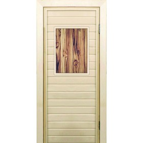 Дверь для бани со стеклом (40*60), "Дерево", 190×70см, коробка из осины