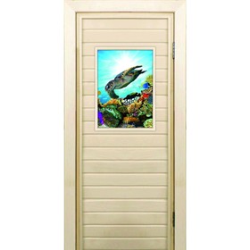 Дверь для бани со стеклом (40*60), "Черепаха-2", 170×70см, коробка из осины