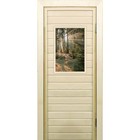 Дверь для бани со стеклом (40*60), "Хвойный лес", 170×70см, коробка из осины - фото 299694725