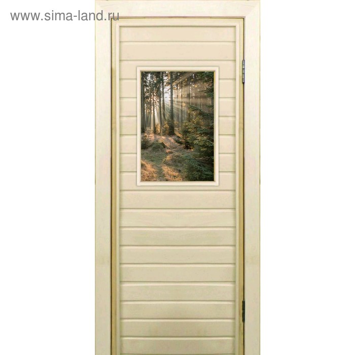 Дверь для бани со стеклом (40*60), "Хвойный лес", 170×70см, коробка из осины - Фото 1
