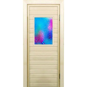 Дверь для бани со стеклом (40*60), "Неон", 180×70см, коробка из осины