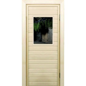 Дверь для бани со стеклом (40*60), "Заготовки", 190×70см, коробка из осины