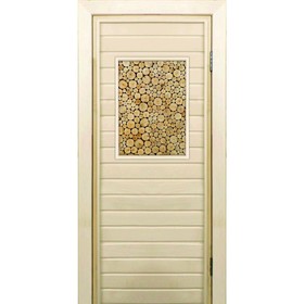 Дверь для бани со стеклом (40*60), 'Поленница-3', 170x70см, коробка из осины