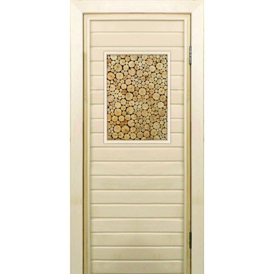 Дверь для бани со стеклом (40*60), "Поленница-3", 170×70см, коробка из осины