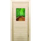 Дверь для бани со стеклом (40*60), "Бамбук-3", 170×70см, коробка из осины - фото 299694750