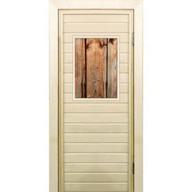 Дверь для бани со стеклом (40*60), "Дерево-1", 170×70см, коробка из осины