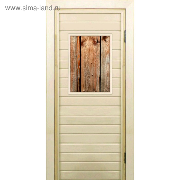 Дверь для бани со стеклом (40*60), "Дерево-1", 170×70см, коробка из осины - Фото 1