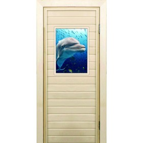 Дверь для бани со стеклом (40*60), 'Дельфин', 170x70см, коробка из осины