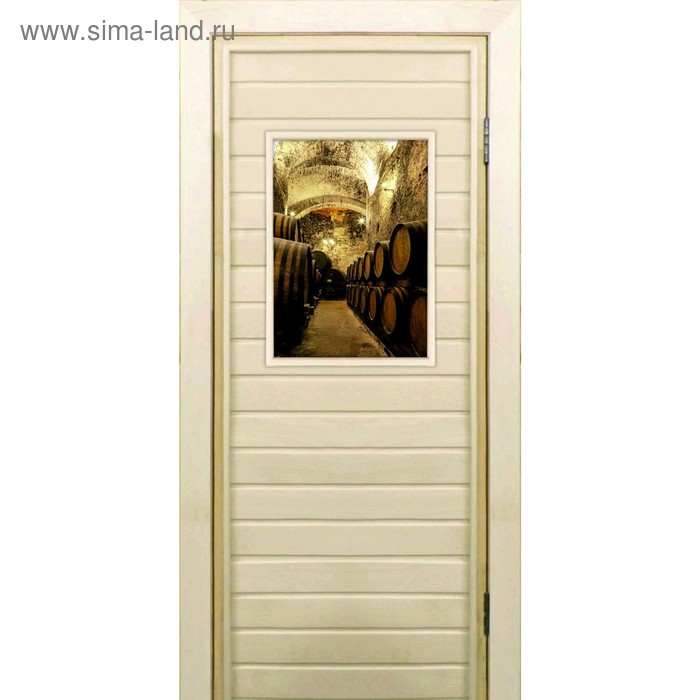 Дверь для бани со стеклом (40*60), "Погреб-1", 170×70см, коробка из осины - Фото 1