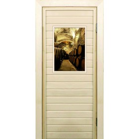 Дверь для бани со стеклом (40*60), "Погреб-1", 180×70см, коробка из осины
