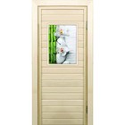 Дверь для бани со стеклом (40*60), "Орхидеи и бамбук", 170×70см, коробка из осины - фото 299694783