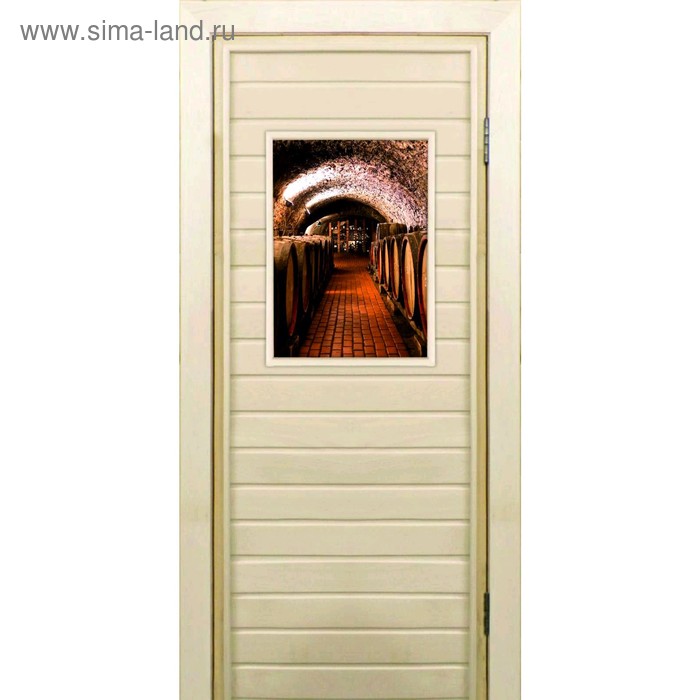 Дверь для бани со стеклом (40*60), "Погреб-2", 170×70см, коробка из осины - Фото 1