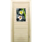 Дверь для бани со стеклом (40*60), "Орхидеи", 170×70см, коробка из осины - фото 294917132