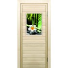 Дверь для бани со стеклом (40*60), "Цветы и бамбук", 170×70см, коробка из осины - фото 294917135
