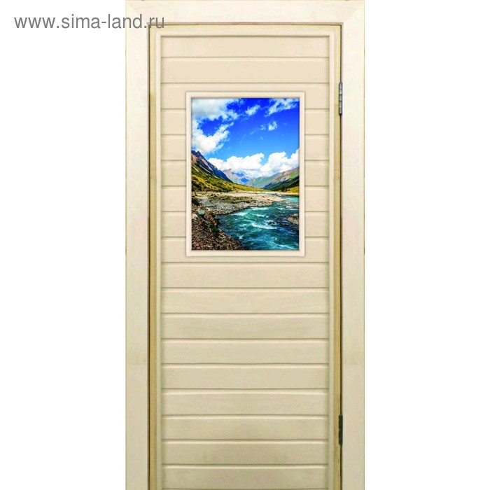 Дверь для бани со стеклом (40*60), "Долина", 170×70см, коробка из осины - Фото 1