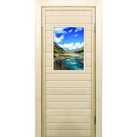 Дверь для бани со стеклом (40*60), "Долина", 190×70см, коробка из осины