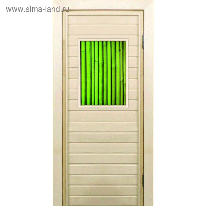 Дверь для бани со стеклом (40*60), "Бамбук-4", 170×70см, коробка из осины - Фото 1