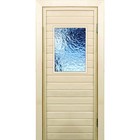 Дверь для бани со стеклом (40*60), "Лёд", 170×70см, коробка из осины - фото 299694788