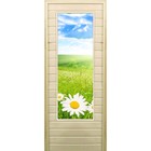 Дверь для бани со стеклом (43*129), "Ромашки", 170×70см, коробка из осины - фото 294917162