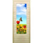Дверь для бани со стеклом (43*129), "Бабочка", 170×70см, коробка из осины - фото 299694795