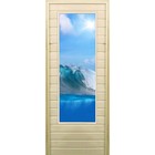 Дверь для бани со стеклом (43*129), "Волна", 170×70см, коробка из осины - фото 299694801