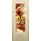 Дверь для бани со стеклом (43*129), "Цветение", 170×70см, коробка из осины - фото 299694804
