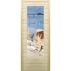 Дверь для бани со стеклом (43*129), "Ракушки", 170×70см, коробка из осины - фото 299694807