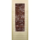 Дверь для бани со стеклом (43*129), "Банька" бронза, 180×70см, коробка из осины - фото 305634996