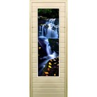 Дверь для бани со стеклом (43*129), "Водопад-1", 170×70см, коробка из осины - фото 294917201