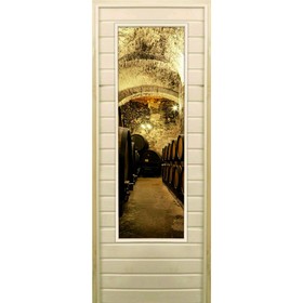 Дверь для бани со стеклом (43*129), "Погреб-1", 180×70см, коробка из осины