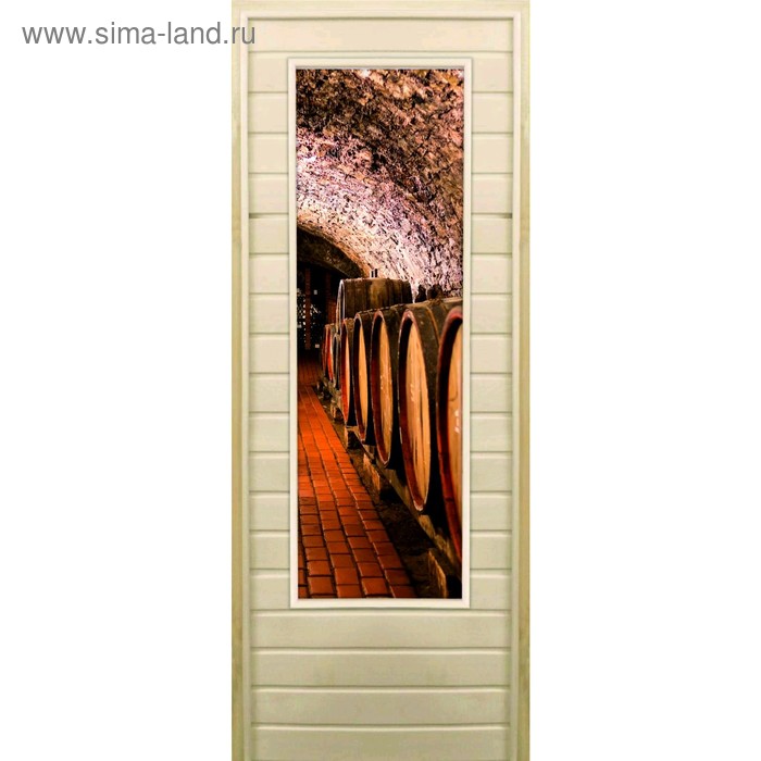 Дверь для бани со стеклом (43*129), "Погреб-2", 170×70см, коробка из осины - Фото 1