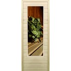 Дверь для бани со стеклом (43*129), "Веник в бане-3", 170×70см, коробка из осины - фото 299694817