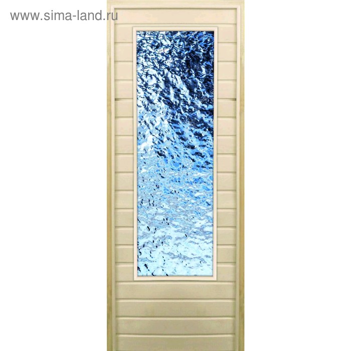 Дверь для бани со стеклом (43*129), "Лёд", 170×70см, коробка из осины - Фото 1