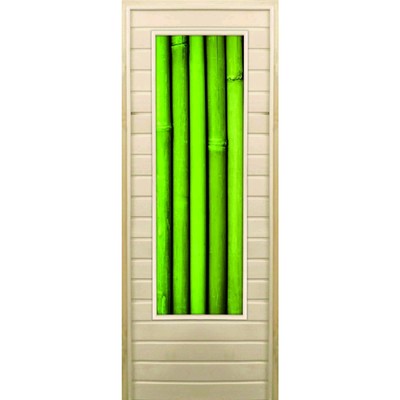 Дверь для бани со стеклом (43*129), "Бамбук-4", 170×70см, коробка из осины