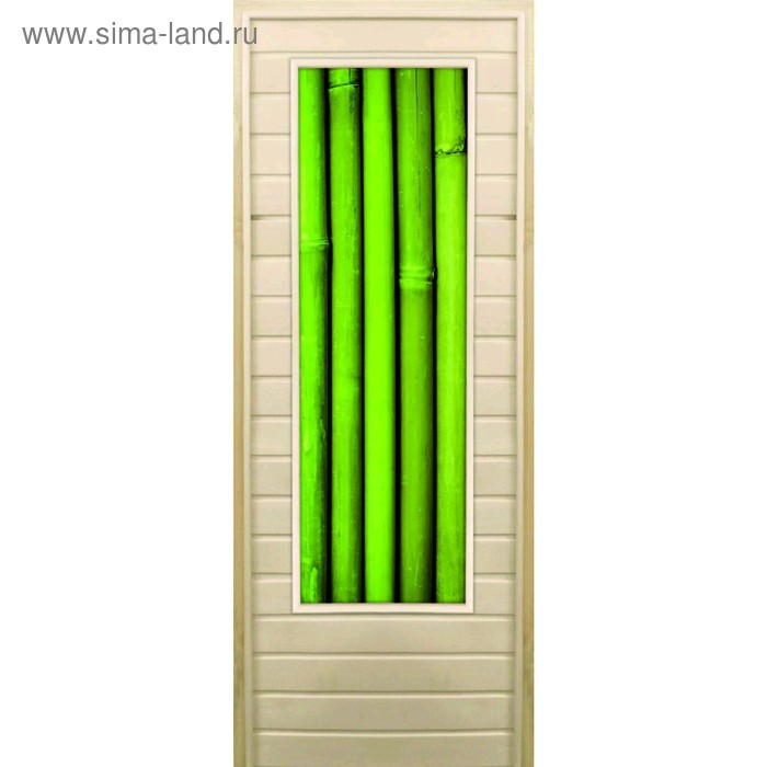 Дверь для бани со стеклом (43*129), "Бамбук-4", 170×70см, коробка из осины - Фото 1