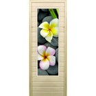 Дверь для бани со стеклом (43*129), "Орхидеи", 170×70см, коробка из осины - фото 294917270