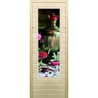Дверь для бани со стеклом (43*129), "Самовар-2", 170×70см, коробка из осины - фото 294917273