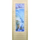 Дверь для бани со стеклом (43*129), "Белые медведи", 170×70см, коробка из осины - фото 294917276