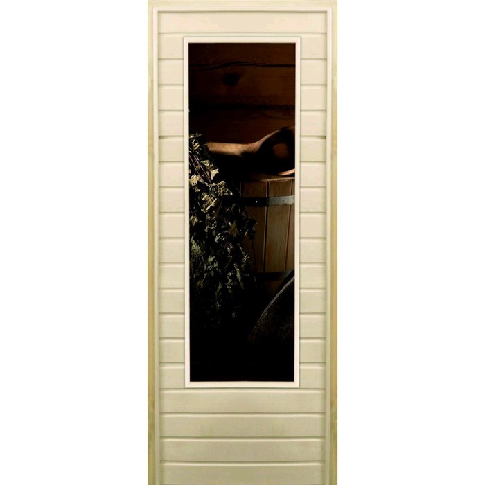 Дверь для бани со стеклом (43*129), "Банный набор", 170×70см, коробка из осины - фото 6714804