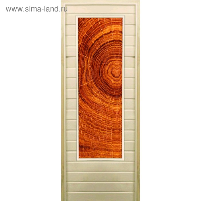 Дверь для бани со стеклом (43*129), "Кольца", 170×70см, коробка из осины - Фото 1