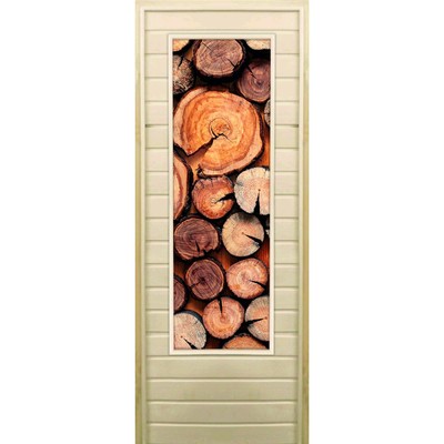 Дверь для бани со стеклом (43*129), "Поленница-1", 180×70см, коробка из осины