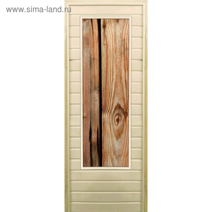 Дверь для бани со стеклом (43*129), "Дерево", 170×70см, коробка из осины - Фото 1