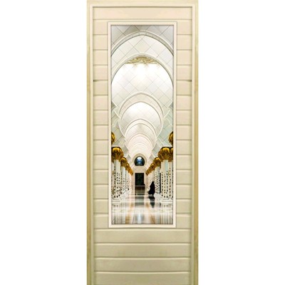 Дверь для бани со стеклом (43*129), "Восток", 180×70см, коробка из осины