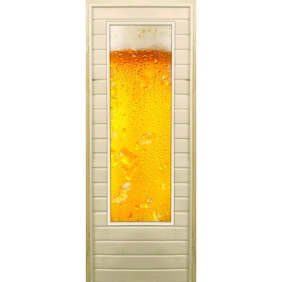 Дверь для бани со стеклом (43*129), "Пенное", 170×70см, коробка из осины