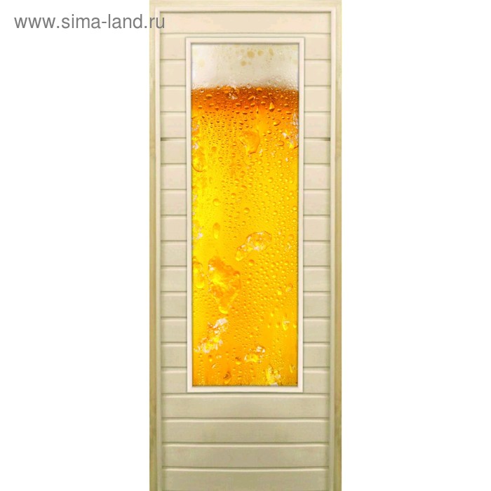 Дверь для бани со стеклом (43*129), "Пенное", 180×70см, коробка из осины - Фото 1